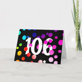 106. Geburtstag Rainbow Dots auf Black Karte