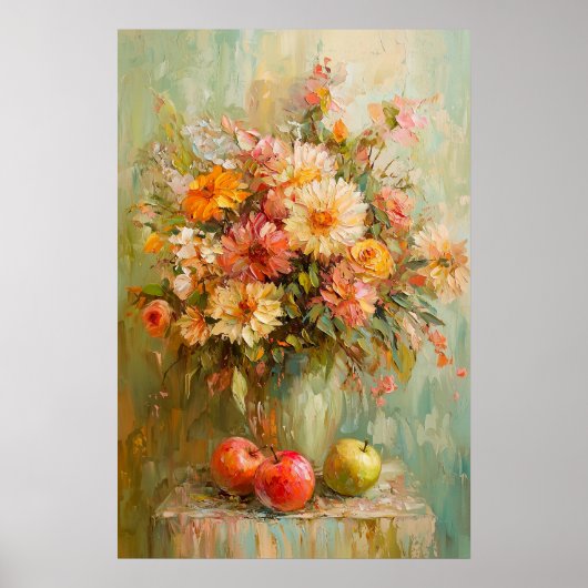 1071 Blume und Äpfel im Herbst Poster (Vorne)