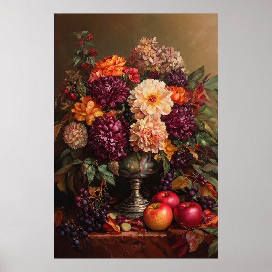 1073 Blume und Äpfel im Herbst Poster (Vorne)