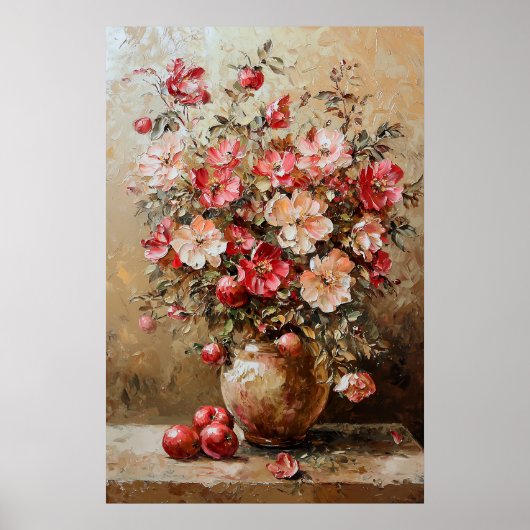 1075 Blume und Äpfel im Herbst Poster (Vorne)