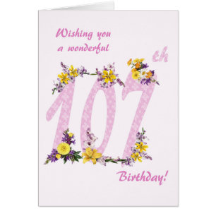 107. Geburtstag Blume Dekorierte Zahlen