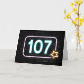 107. Geburtstag Neon Sign on Brick Wall Karte (Gelbe Blume)