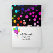 107. Geburtstag Rainbow Dots auf Black Karte (Innenseite)