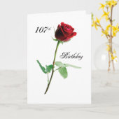 107. Geburtstag Rote Rose Karte (Gelbe Blume)