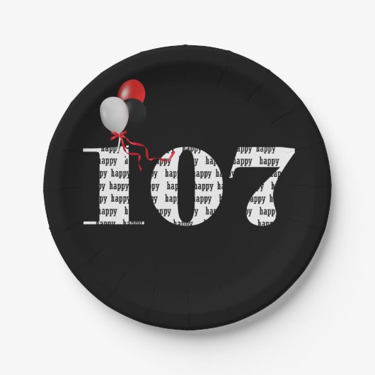 107. Geburtstagsballons Pappteller (Vorderseite)