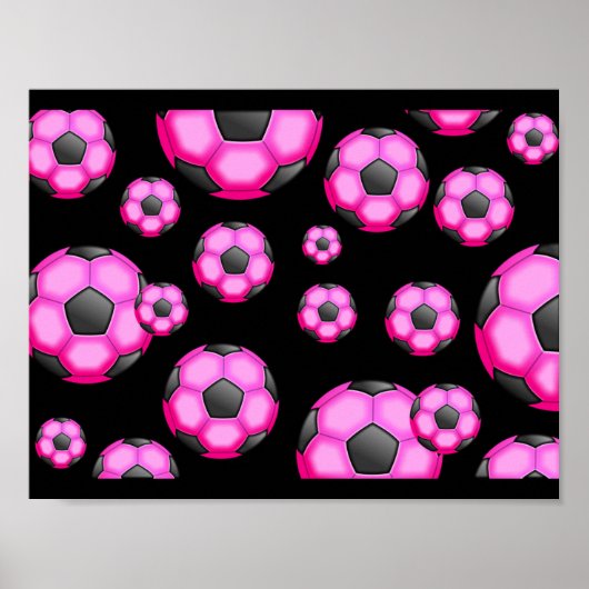 107 PINK SOCCER BALL SPORTS TEAM PATTERN WALLPAPER POSTER (Vorne)