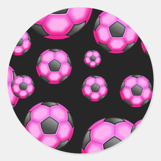 107 PINK SOCCER BALL SPORTS TEAM PATTERN WALLPAPER RUNDER AUFKLEBER (Vorderseite)
