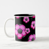 107 PINK SOCCER BALL SPORTS TEAM PATTERN WALLPAPER ZWEIFARBIGE TASSE (Links)