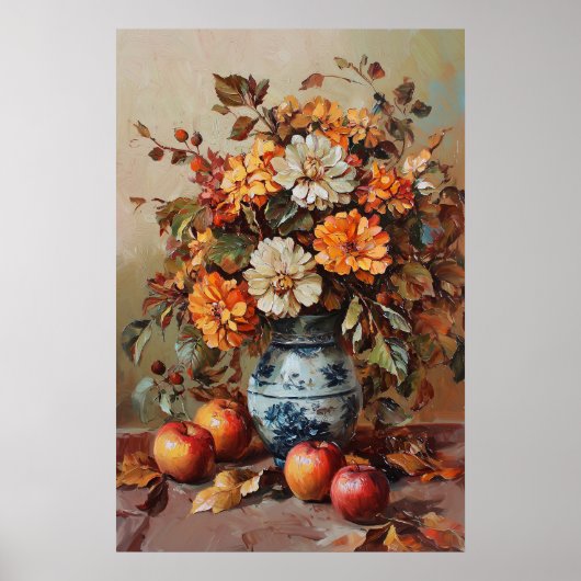 1080 Blume und Äpfel im Herbst Poster (Vorne)