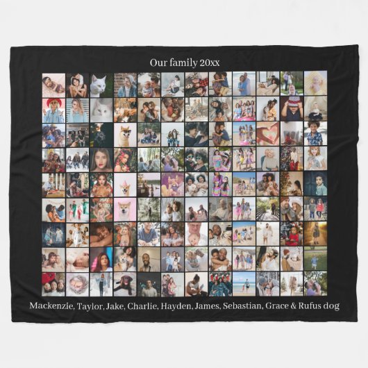 108 Foto Collage und Text Personalisiert DIY Custo Fleecedecke (Vorderseite (Horizontal))