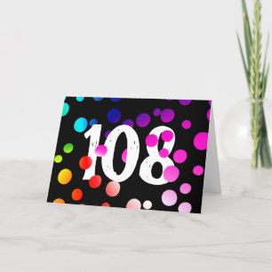 108. Geburtstag Rainbow Dots auf Black Karte