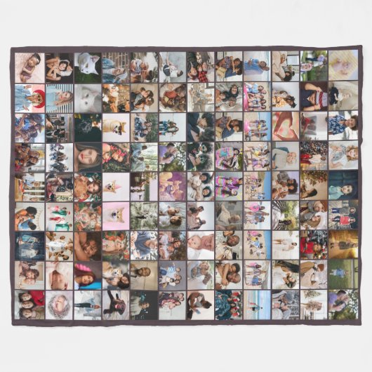 108 Photo Collage Unique Personalized DIY Custom Fleecedecke (Vorderseite (Horizontal))