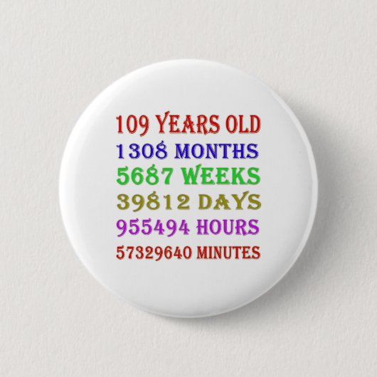 109. Geburtstag - Meilensteine Button (Vorderseite)