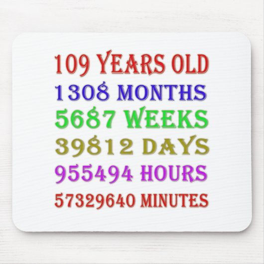 109. Geburtstag - Meilensteine Mousepad (Vorne)
