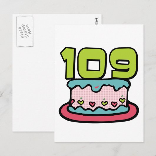 109. Geburtstagskuchen Postkarte (Vorne/Hinten)
