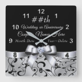 10., 25., 60. Jubiläumsgeschenke oder JEDES JAHR Quadratische Wanduhr (Vorderseite)