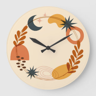 10,75" Boho Illustration Akryllische Runduhr Große Wanduhr