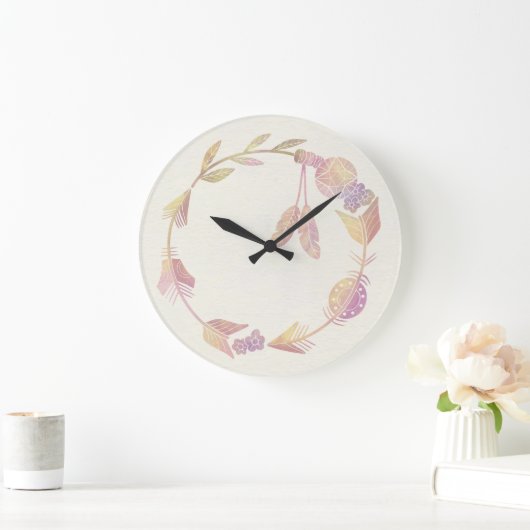 10.75" Boho Patterned Round Acrylic Wall Clock Große Wanduhr (Zuhause)