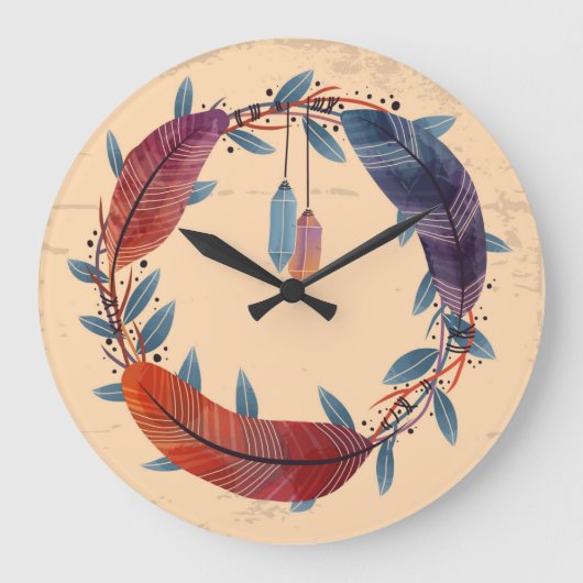 10.75" Boho Patterned Round Acrylic Wall Clock Große Wanduhr (Vorderseite)