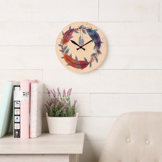 10.75" Boho Patterned Round Acrylic Wall Clock Große Wanduhr (Lesesaal)