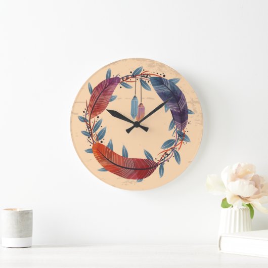 10.75" Boho Patterned Round Acrylic Wall Clock Große Wanduhr (Zuhause)