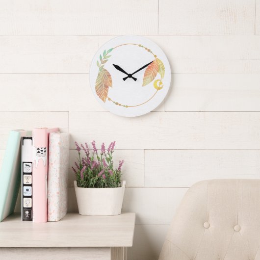 10.75" Boho Patterned Round Acrylic Wall Clock Große Wanduhr (Lesesaal)