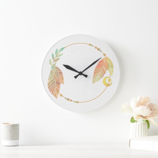 10.75" Boho Patterned Round Acrylic Wall Clock Große Wanduhr (Zuhause)