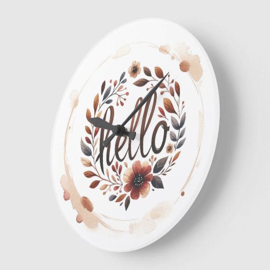 10.75" 'Hello' Boho Round Acrylic Wall Clock Große Wanduhr (Winkel)