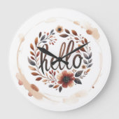 10.75" 'Hello' Boho Round Acrylic Wall Clock Große Wanduhr (Vorderseite)