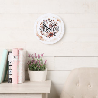 10.75" 'Hello' Boho Round Acrylic Wall Clock  Große Wanduhr