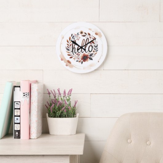 10.75" 'Hello' Boho Round Acrylic Wall Clock Große Wanduhr (Lesesaal)