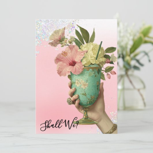 *~* 10 A101 FOTO Verziert Cocktail BACHELORETTE Einladung (Stehend Vorderseite)