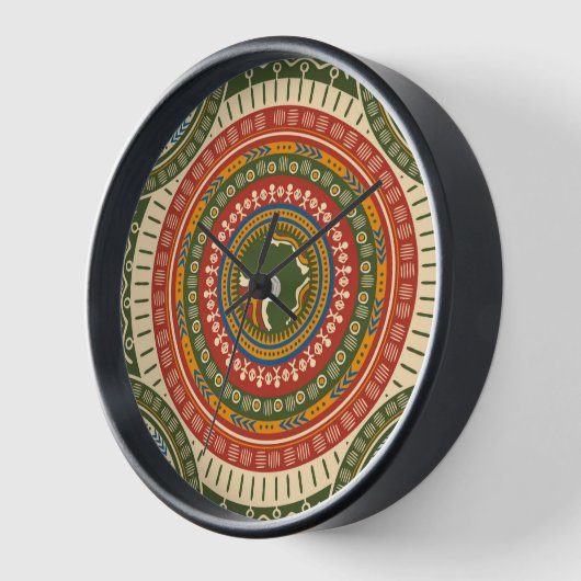 10" Afrozentrische Rundung, schwarzer Holzrahmen Uhr (Winkel)