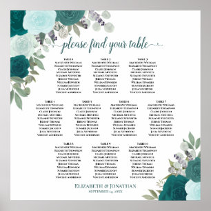10 Aquamarine Rose Elegante Hochzeitssessendiagram Poster