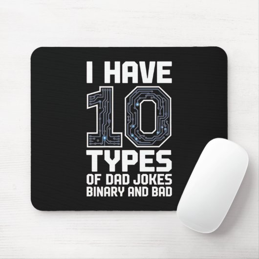 10 Arten von Dad-Jokes Binary Programmer Schreibti Mousepad (Mit Mouse)