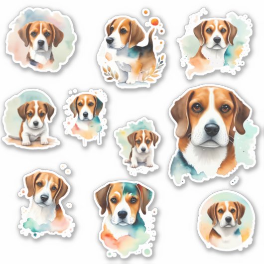 10 Beagles Scrapbook und Journaling Aufkleber (Vorderseite)