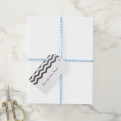 10 Bilingual Chic Silver Zickzack Gast Name Tag Geschenkanhänger (Mit Garn)