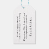 10 Bilingual Chic Silver Zickzack Gast Name Tag Geschenkanhänger (Rückseite)