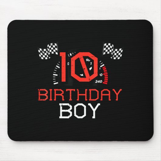 10 Birthday Boy Speedometer Race Flag 10th Bday Bo Mousepad (Vorne)