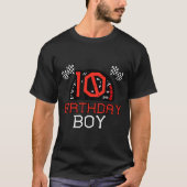 10 Birthday Boy Speedometer Race Flag 10th Bday Bo T-Shirt (Vorderseite)
