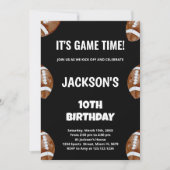 10. Black Football Geburtstagseinladungen Einladung (Vorderseite)