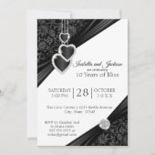 10. Black Onyx Herzensjubiläum Designeinladung Einladung (Vorderseite)