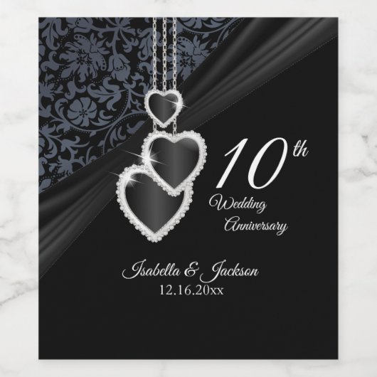 10. Black Onyx Hochzeitstag Weinetikett (Einzelnes Label)