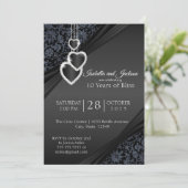 10. Black Onyx Jubiläumsdesign Einladung (Stehend Vorderseite)