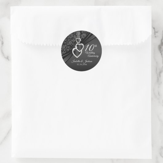 10. Black Onyx Wedding Anniversary Classic Round Runder Aufkleber (Tasche)