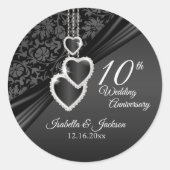 10. Black Onyx Wedding Anniversary Classic Round Runder Aufkleber (Vorderseite)