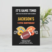 10. Black Yellow Football Einladung zum Geburtstag (Stehend Vorderseite)