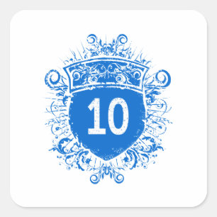 #10 Blauer Schild Quadratischer Aufkleber