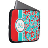 10" Blue Red White Monogram Damask Notebook-Sieb Laptopschutzhülle (Vorne Rechts)