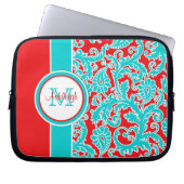 10" Blue Red White Monogram Damask Notebook-Sieb Laptopschutzhülle (Vorderseite)